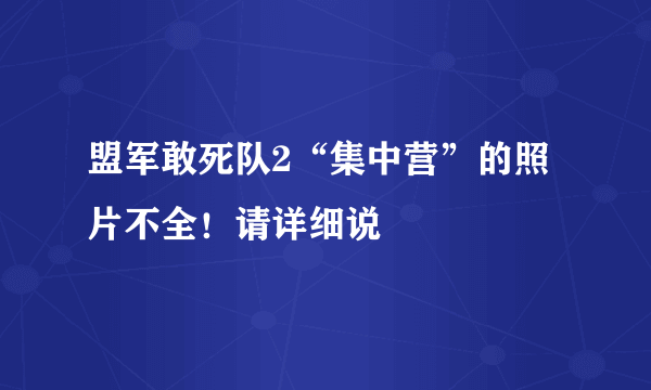 盟军敢死队2“集中营”的照片不全！请详细说