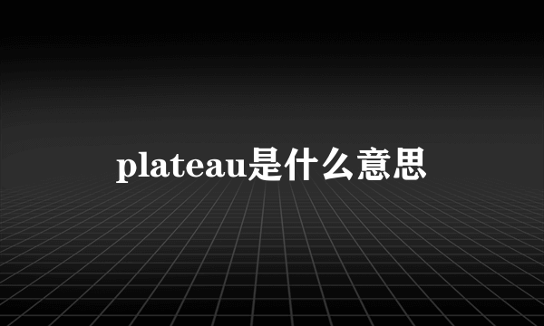 plateau是什么意思