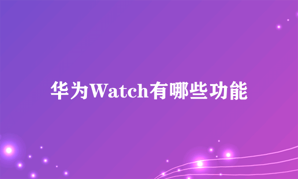 华为Watch有哪些功能