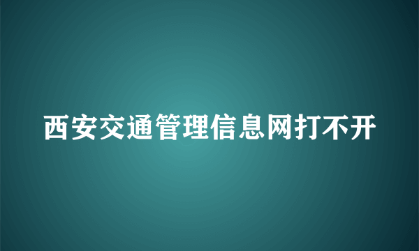 西安交通管理信息网打不开