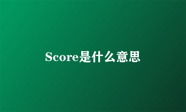 Score是什么意思