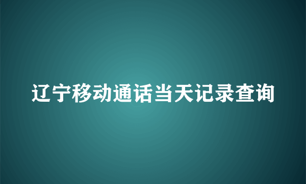 辽宁移动通话当天记录查询