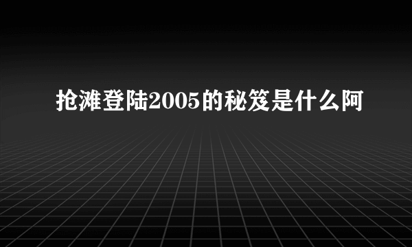 抢滩登陆2005的秘笈是什么阿