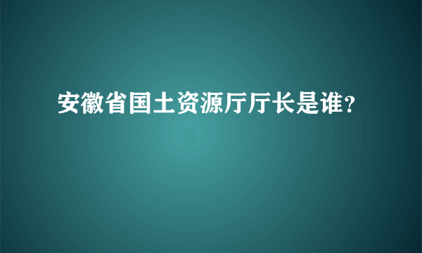 安徽省国土资源厅厅长是谁？