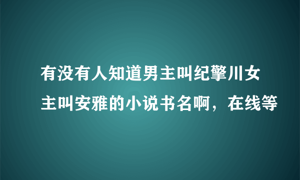 有没有人知道男主叫纪擎川女主叫安雅的小说书名啊，在线等