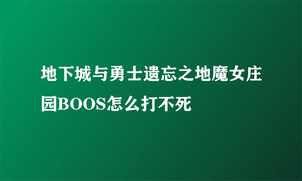 地下城与勇士遗忘之地魔女庄园BOOS怎么打不死