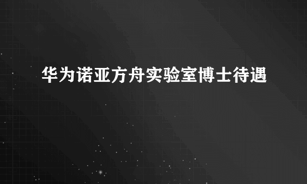 华为诺亚方舟实验室博士待遇