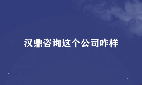 汉鼎咨询这个公司咋样