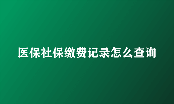 医保社保缴费记录怎么查询