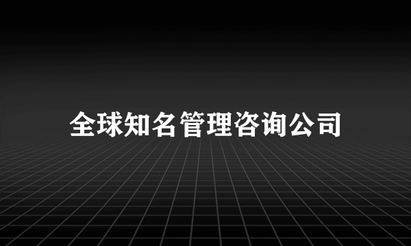 全球知名管理咨询公司