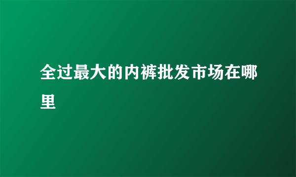 全过最大的内裤批发市场在哪里