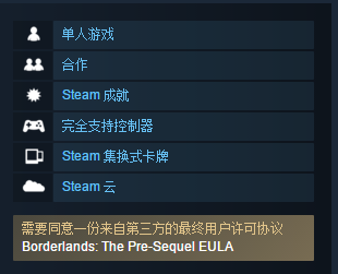 有steam版无主之地前传可用汉化吗