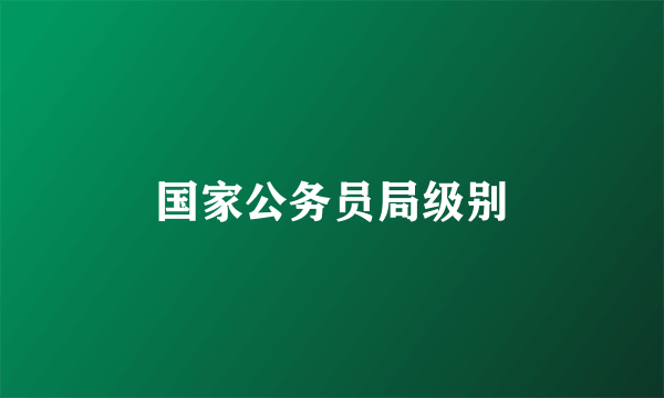 国家公务员局级别