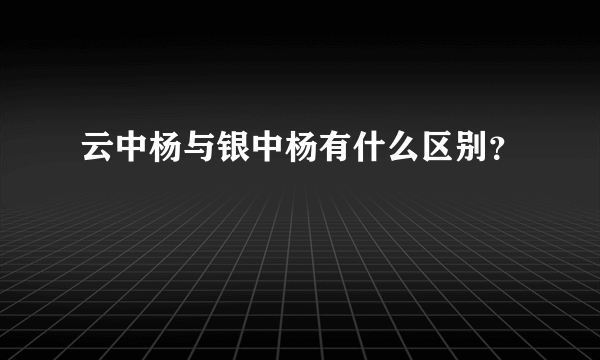 云中杨与银中杨有什么区别？