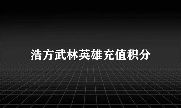 浩方武林英雄充值积分