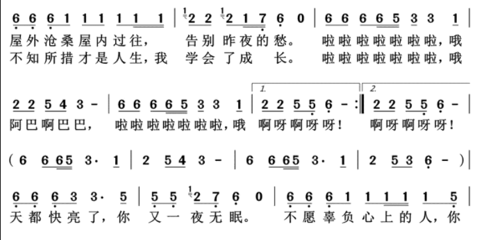 点歌的人简谱