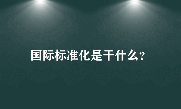 国际标准化是干什么？