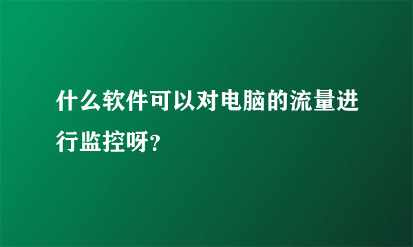 什么软件可以对电脑的流量进行监控呀？