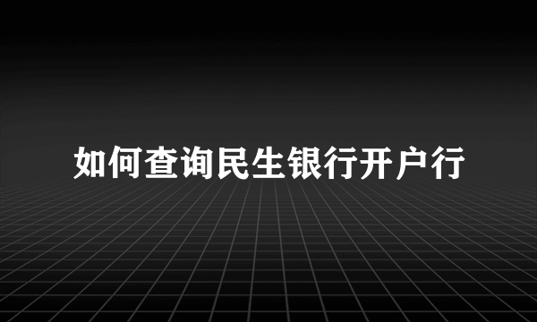 如何查询民生银行开户行