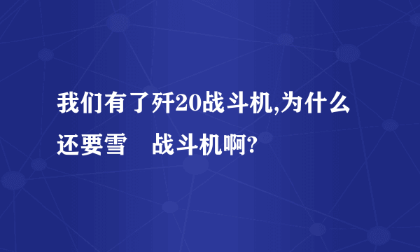 我们有了歼20战斗机,为什么还要雪鸮战斗机啊?