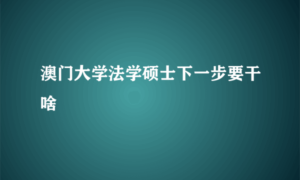 澳门大学法学硕士下一步要干啥