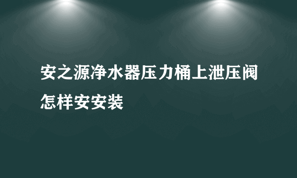 安之源净水器压力桶上泄压阀怎样安安装