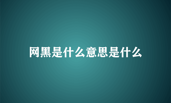 网黑是什么意思是什么