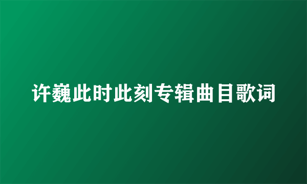 许巍此时此刻专辑曲目歌词