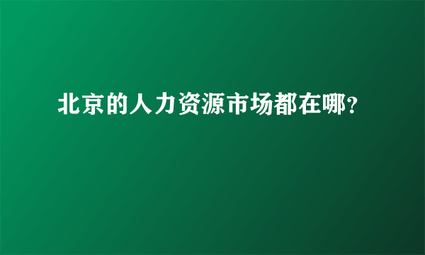 北京的人力资源市场都在哪？