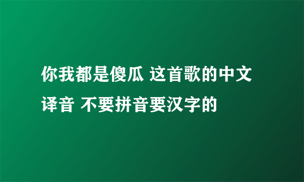 你我都是傻瓜 这首歌的中文译音 不要拼音要汉字的