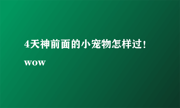 4天神前面的小宠物怎样过！wow