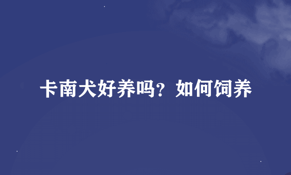 卡南犬好养吗？如何饲养