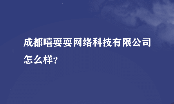 成都嘻耍耍网络科技有限公司怎么样？