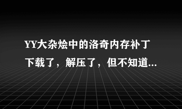 YY大杂烩中的洛奇内存补丁下载了，解压了，但不知道用法。。。 哪位大虾教一下？