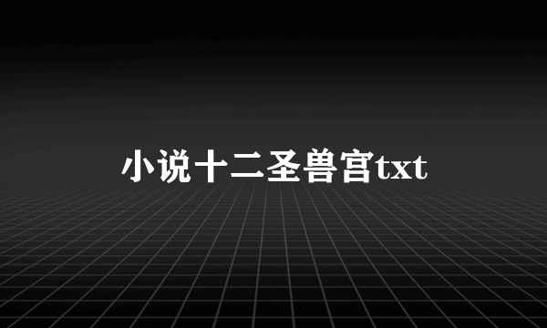 小说十二圣兽宫txt