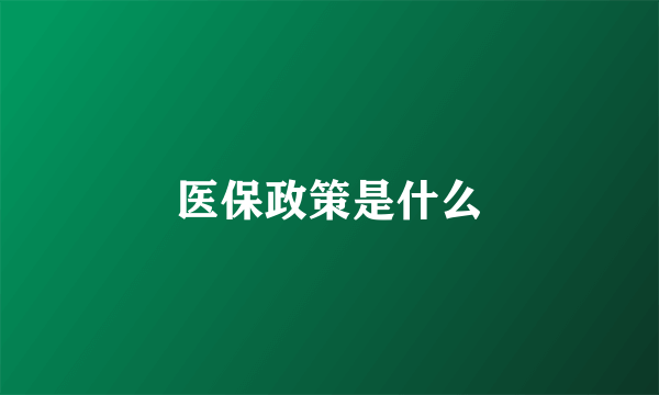 医保政策是什么