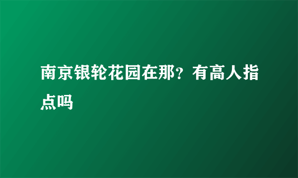 南京银轮花园在那？有高人指点吗