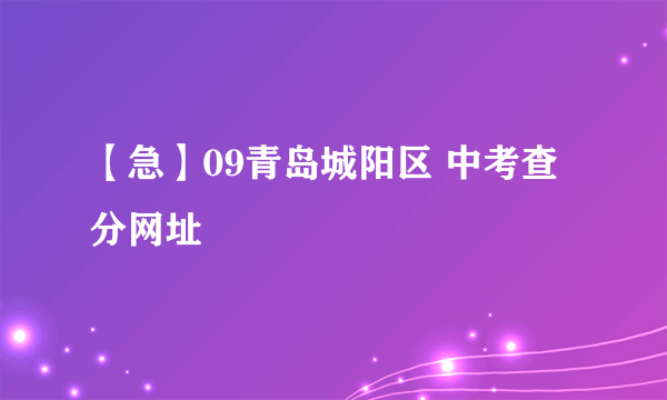 【急】09青岛城阳区 中考查分网址