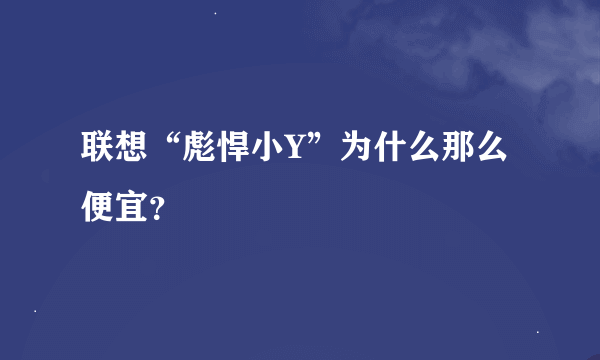 联想“彪悍小Y”为什么那么便宜？