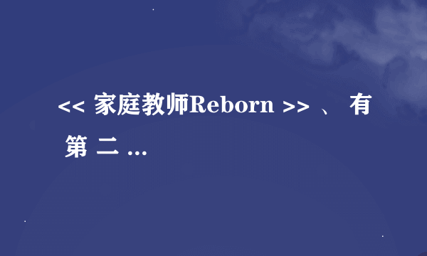 << 家庭教师Reborn >> 、 有 第 二 季 么 ？