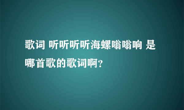 歌词 听听听听海螺嗡嗡响 是哪首歌的歌词啊？