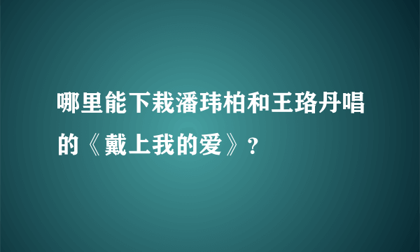 哪里能下栽潘玮柏和王珞丹唱的《戴上我的爱》？