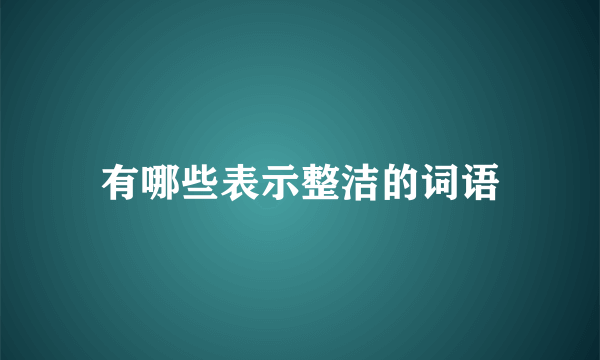 有哪些表示整洁的词语