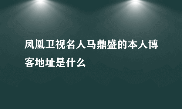 凤凰卫视名人马鼎盛的本人博客地址是什么