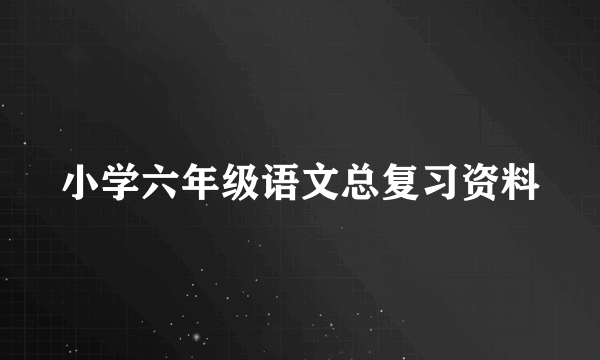 小学六年级语文总复习资料