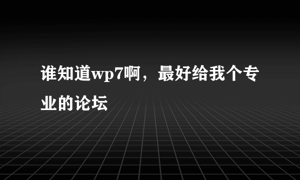 谁知道wp7啊，最好给我个专业的论坛