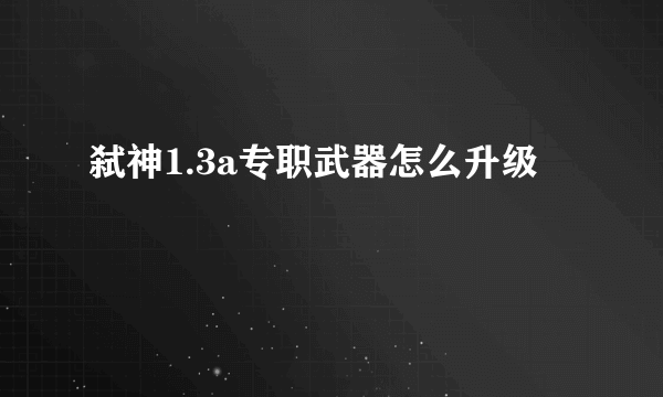 弑神1.3a专职武器怎么升级