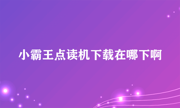 小霸王点读机下载在哪下啊