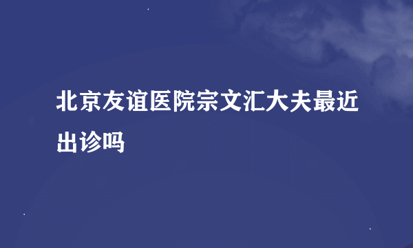 北京友谊医院宗文汇大夫最近出诊吗