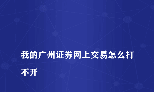 
我的广州证券网上交易怎么打不开

